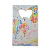 温カラフル気球の水の色絵画 クレジットカード栓抜き (正面)