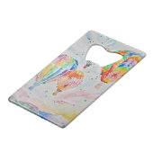 温カラフル気球の水の色絵画 クレジットカード栓抜き (正面アングル)