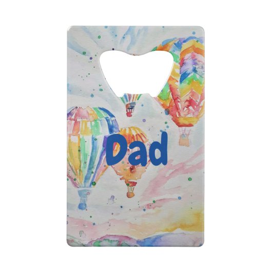 温カラフル気球の水の色絵画 クレジットカード栓抜き (裏面)