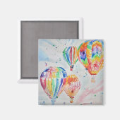 温カラフル気球の水の色絵画 マグネット (正面/裏面)
