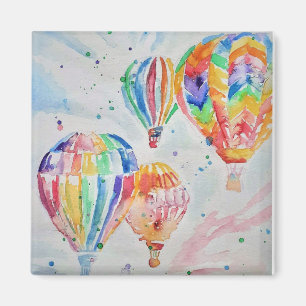 温カラフル気球の水の色絵画 マグネット