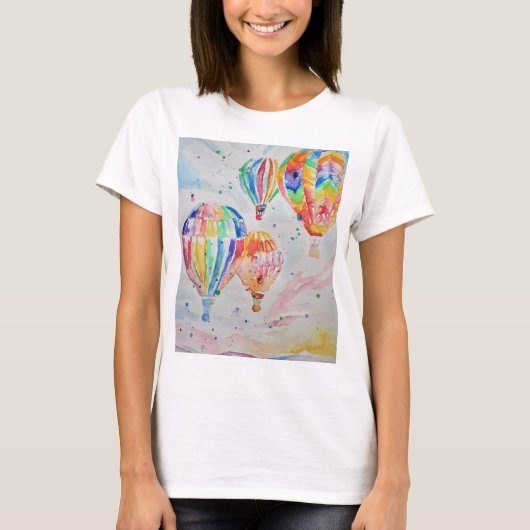 温カラフル気球の水の色絵画 Tシャツ (正面)