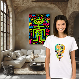 温カラフル気球アートの猫 Tシャツ