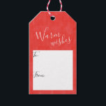 温シンプルかい願い#Christmas #Holiday ギフトタグ<br><div class="desc">赤いシンプル水色の背景と「温かい願い」の言葉を特徴とし、手書きの「To」受贈者と「From」ギフト贈与者の宇宙を提供するシンプルラベルデザイン。</div>