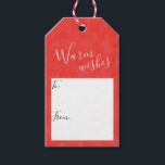 温シンプルかい願い#Christmas #Holiday ギフトタグ<br><div class="desc">赤いシンプル水色の背景と「温かい願い」の言葉を特徴とし、手書きの「To」受贈者と「From」ギフト贈与者の宇宙を提供するシンプルラベルデザイン。</div>