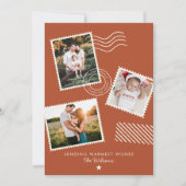 温モダンかい家族の写真かわいいスタンプ シーズンカード (正面)