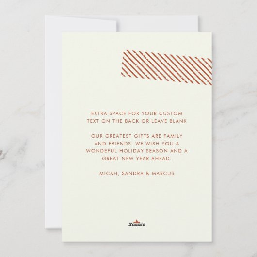 温モダンかい家族の写真かわいいスタンプ シーズンカード (裏面)