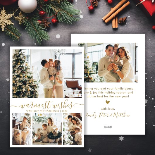 温モダンかい願いスクリプト4写真クリスマス シーズンカード