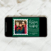 温モダンかい願い家族の写真切手 シーズンカード