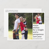 温モダンかい願い新年の幸せカスタム写真 シーズンポストカード (正面/裏面)