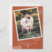 温モダン土調ファミリー写真可愛いスタンプ シーズンカード (正面)