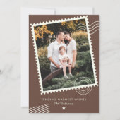 温モダン土調ファミリー写真可愛いスタンプ シーズンカード (正面)