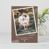 温モダン土調ファミリー写真可愛いスタンプ シーズンカード (スタンド正面)