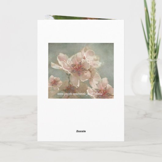 温厚な背景にピンクの花が誕生日 カード (裏面)