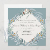 温和な植物 |スクエア結婚式招待状 招待状 (正面/裏面)