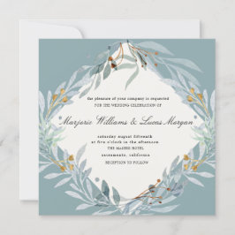 温和な植物 |スクエア結婚式招待状 招待状