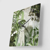 温室に幽霊が… スクエア壁時計 (傾斜)