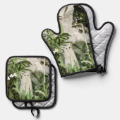 温室に幽霊が… 鍋つかみ&鍋敷きセット (正面/裏面)