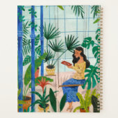 温室のイラストレーションに読ある熱帯女性 プランナー手帳 (裏面)