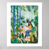 温室のイラストレーション読ポスターの少女 ポスター (正面)