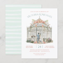 温室の新郎新婦の結婚会場水彩色 招待状