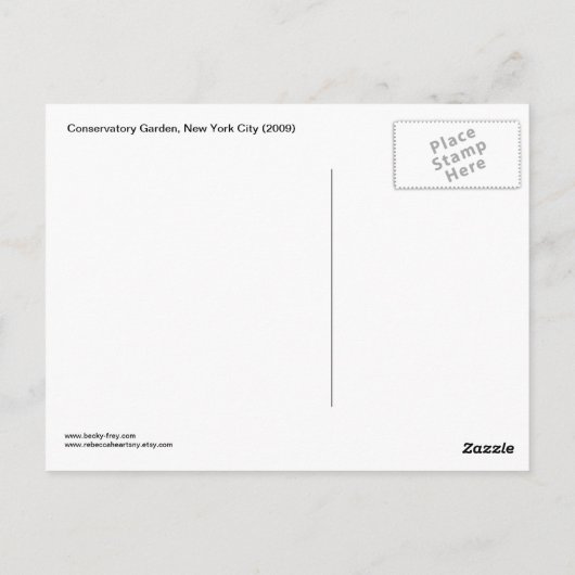 温室ガーデン（ニューヨーク市中央公園） ポストカード (裏面)