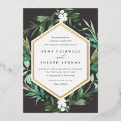 温室フレーム |水彩植物学結婚院 箔招待状 (正面)