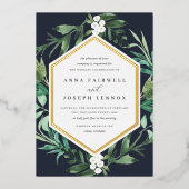 温室フレーム |水彩植物学結婚院 箔招待状 (正面)