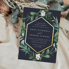 温室フレーム |水彩植物学結婚院 箔招待状
