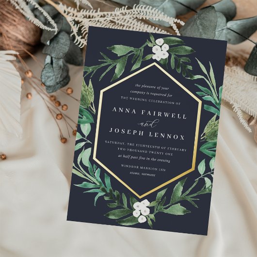 温室フレーム |水彩植物学結婚院 箔招待状