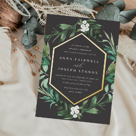 温室フレーム |水彩植物学結婚院 箔招待状