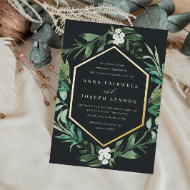 温室フレーム |水彩植物学結婚院 箔招待状