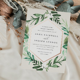 温室フレーム |水彩植物学結婚院 箔招待状