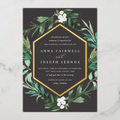 温室フレーム |水彩植物学結婚院 箔招待状 (正面)