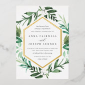 温室フレーム |水彩植物学 箔招待状 (正面)