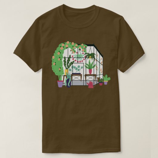 温室建物自然ぶら下がったズプランターズグリーン Tシャツ (デザイン正面)
