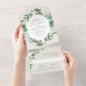 温室 エレガント|水結婚色 オールインワン招待状 (貼ってはがせる)