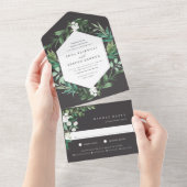 温室 エレガント|水結婚色 オールインワン招待状 (貼ってはがせる)