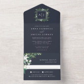 温室 エレガント|水結婚色 オールインワン招待状 (内側)