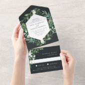 温室 エレガント|水結婚色 オールインワン招待状 (貼ってはがせる)