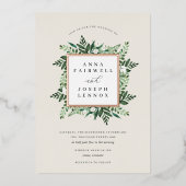 温室 エレガント|水結婚色 箔招待状 (正面)