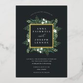 温室 エレガント|水結婚色 箔招待状 (正面)