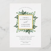 温室 エレガント|水結婚色 箔招待状 (正面)