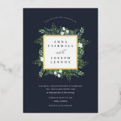 温室 エレガント|水結婚色 箔招待状 (正面)