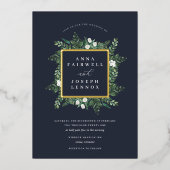 温室 エレガント|水結婚色 箔招待状 (正面)