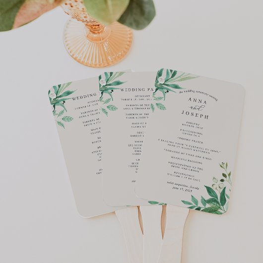 温室 |水彩植物学結婚式 プログラム ハンドファン