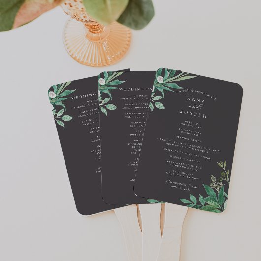 温室 |水彩植物学結婚式 プログラム ハンドファン