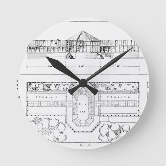 温室、温室およびGrのための暖房装置 ラウンド壁時計 (正面)
