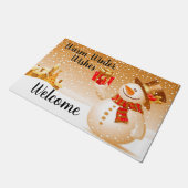 温暖な冬のウィーズ雪だるま ドアマット (アングル)