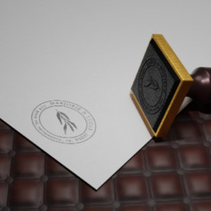 温暖な植物学モノグラム差出人住所スタンプ ラバースタンプ